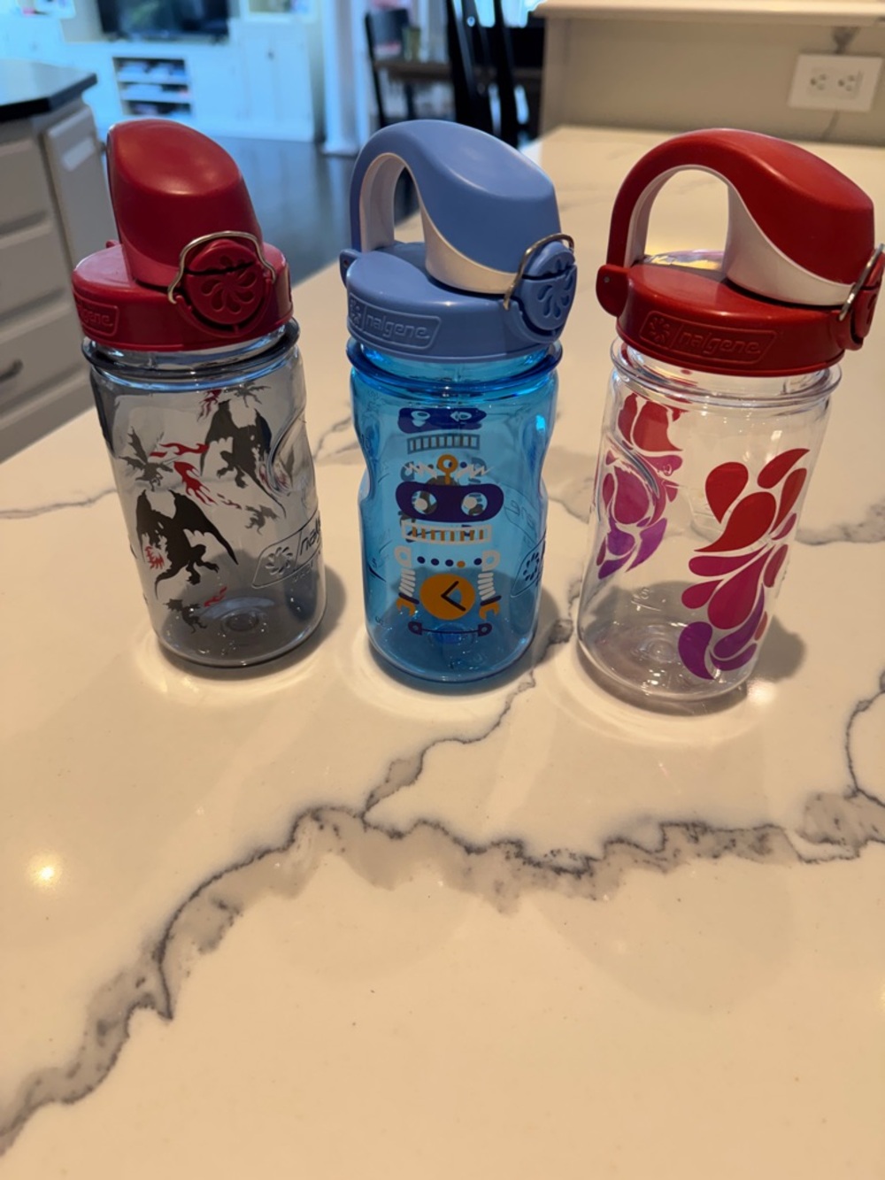 Contigo Kids Spill-Proof Water Bottles - Red, Blue, Clear (Set of 3)